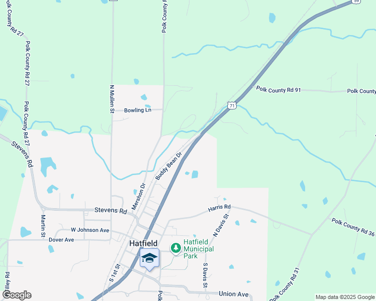 map of restaurants, bars, coffee shops, grocery stores, and more near 4666 U.S. 71 in Hatfield