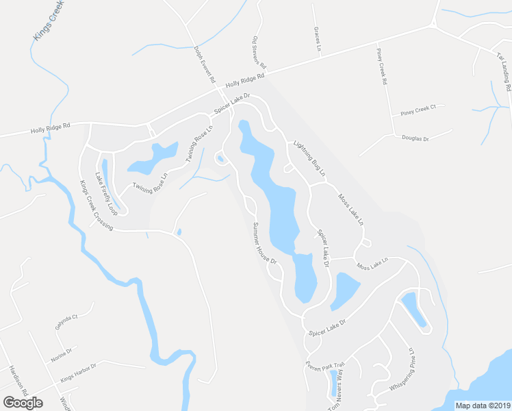 map of restaurants, bars, coffee shops, grocery stores, and more near Summer House Drive in Holly Ridge