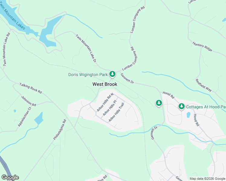 map of restaurants, bars, coffee shops, grocery stores, and more near 207 Arbor Hills Road North in Talking Rock