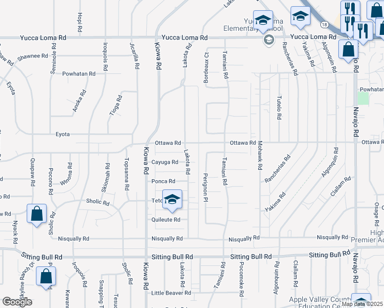 map of restaurants, bars, coffee shops, grocery stores, and more near 13265 Lakota Road in Apple Valley