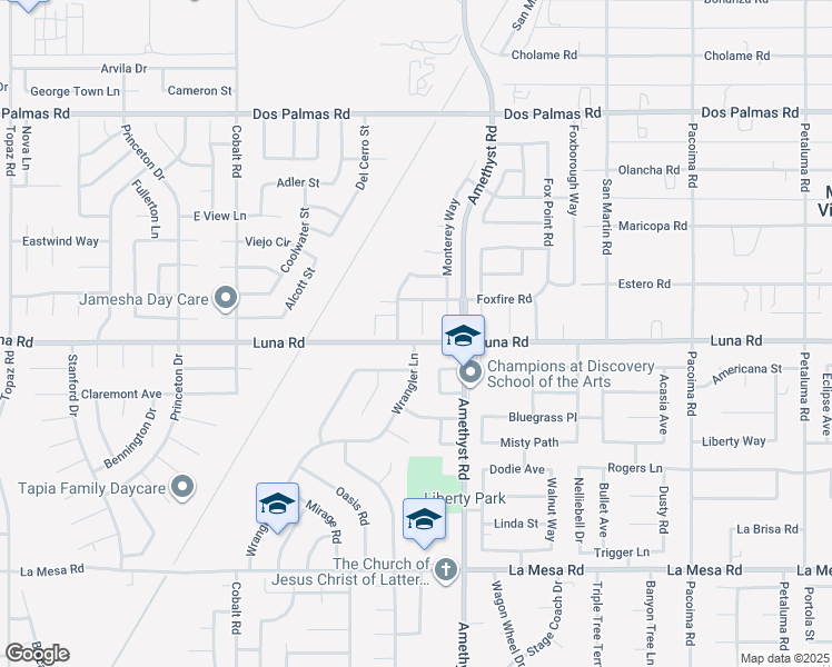 map of restaurants, bars, coffee shops, grocery stores, and more near 13316 Jenna Court in Victorville