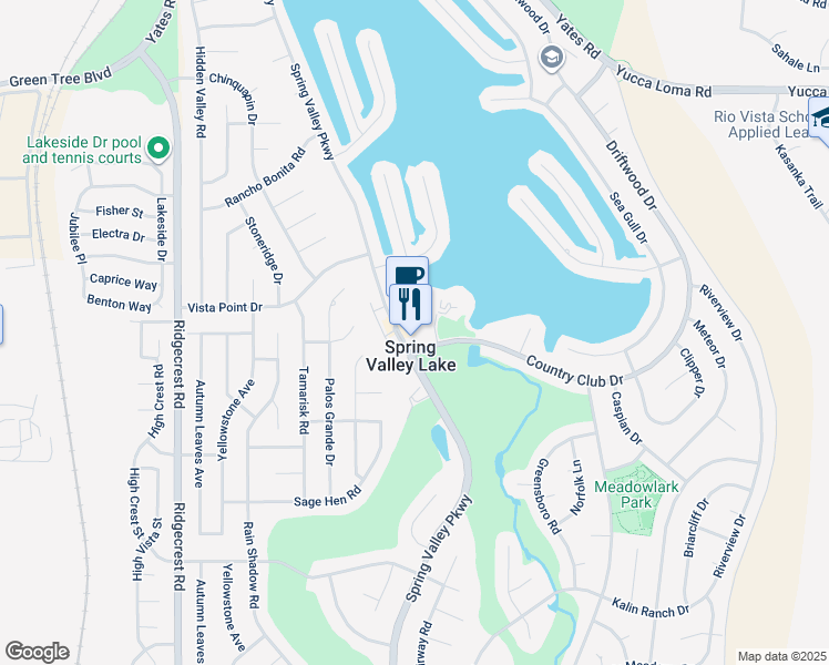 map of restaurants, bars, coffee shops, grocery stores, and more near 13261 Spring Valley Parkway in Victorville