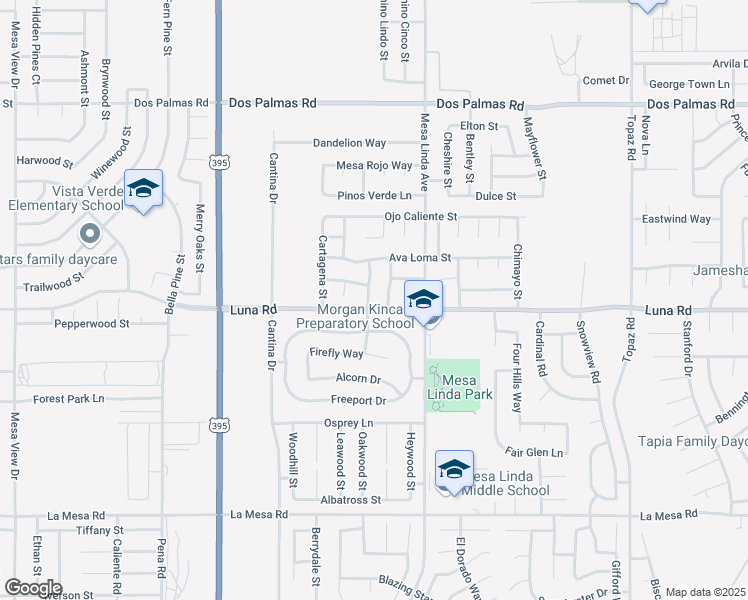 map of restaurants, bars, coffee shops, grocery stores, and more near 13311 Chamiso Street in Victorville