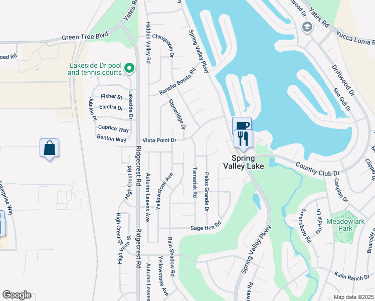 map of restaurants, bars, coffee shops, grocery stores, and more near 13285 Rain Shadow Road in Victorville