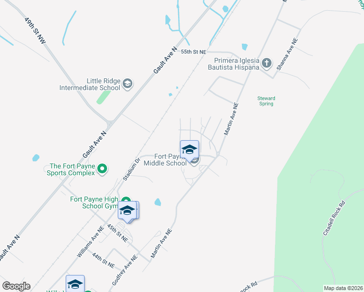 map of restaurants, bars, coffee shops, grocery stores, and more near 217 Sequoyah Drive in Fort Payne