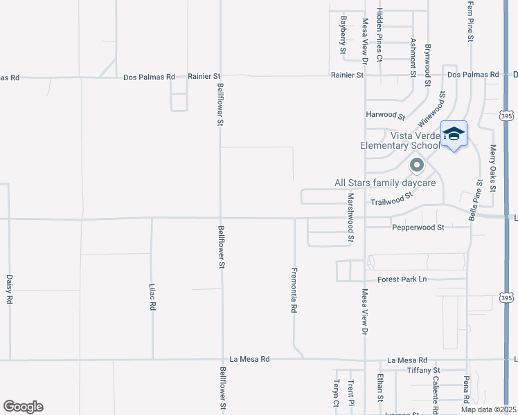 map of restaurants, bars, coffee shops, grocery stores, and more near 13286 Homeland Street in Victorville