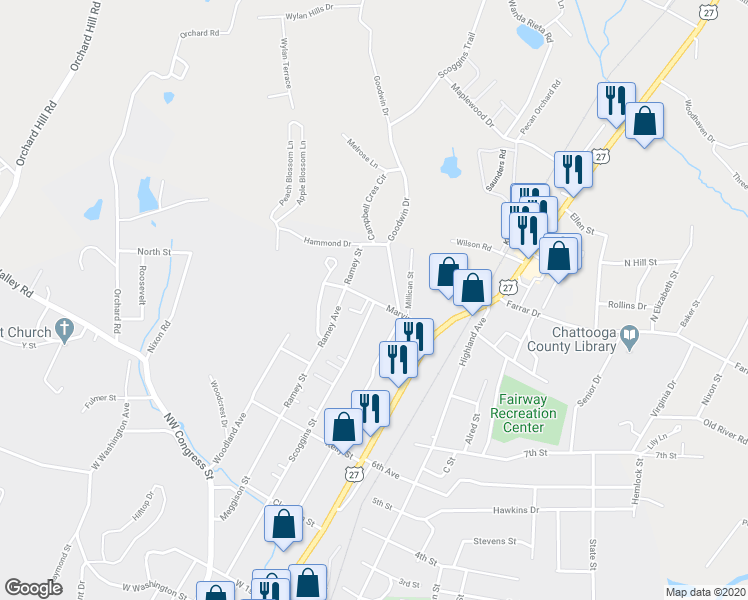 map of restaurants, bars, coffee shops, grocery stores, and more near 160 Marvin Avenue in Summerville