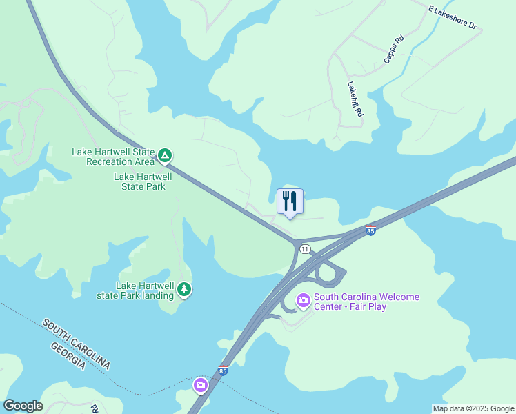 map of restaurants, bars, coffee shops, grocery stores, and more near 100 South Shore Drive in Fair Play
