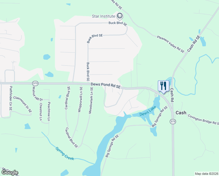 map of restaurants, bars, coffee shops, grocery stores, and more near 4339 Dews Pond Road Southeast in Calhoun