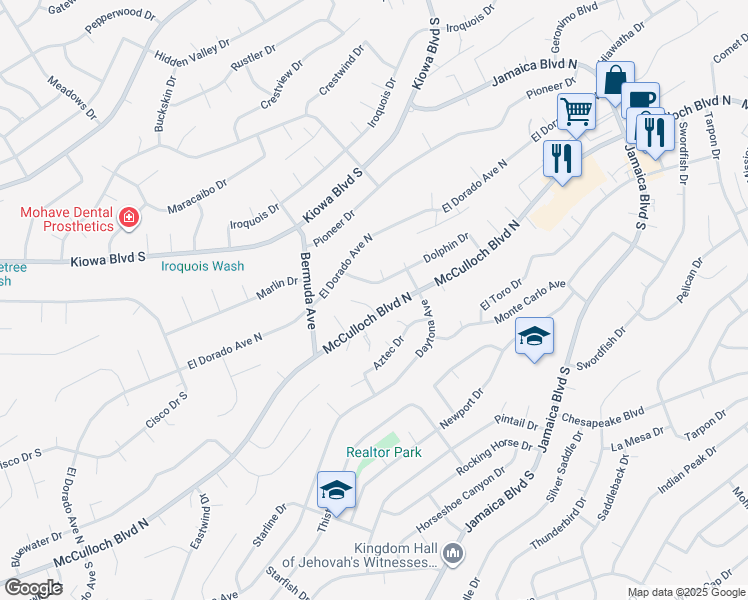 map of restaurants, bars, coffee shops, grocery stores, and more near 20 Lightning Lane in Lake Havasu City