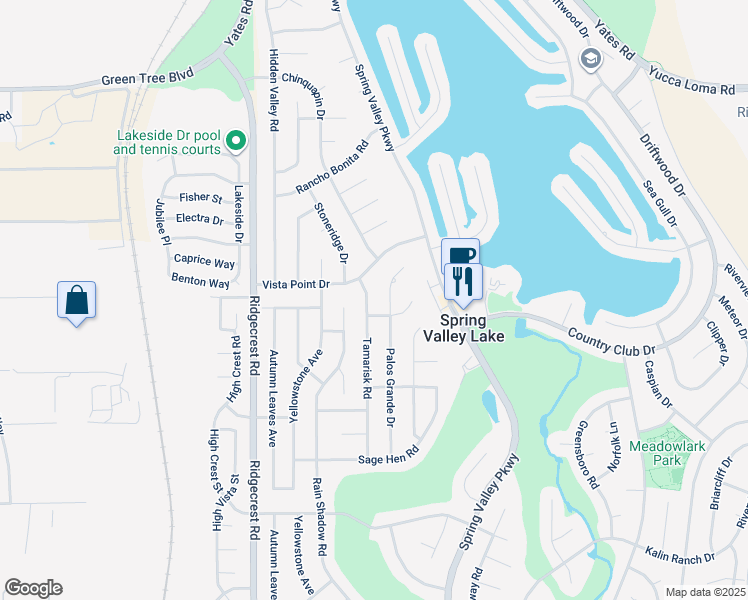 map of restaurants, bars, coffee shops, grocery stores, and more near 13295 Tamarisk Road in Victorville
