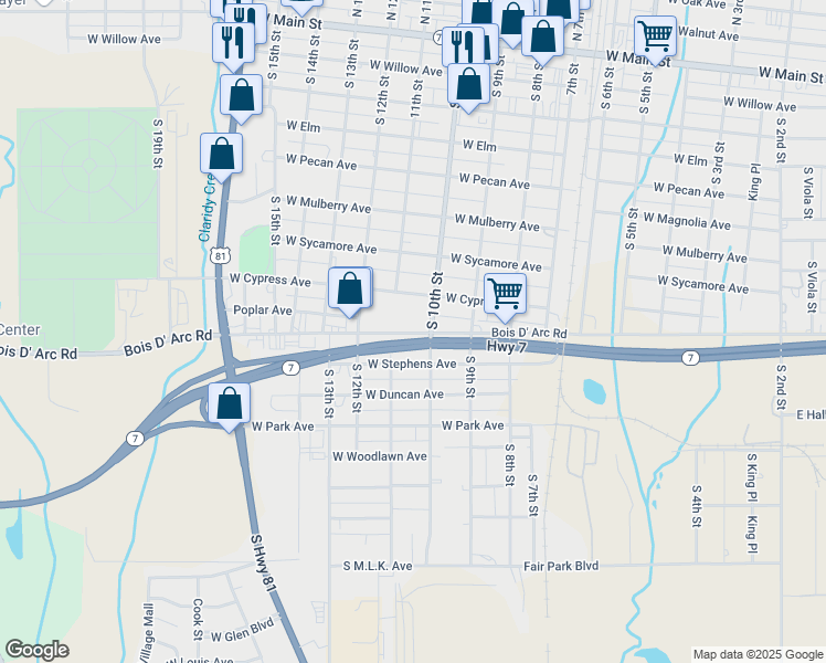 map of restaurants, bars, coffee shops, grocery stores, and more near in Duncan