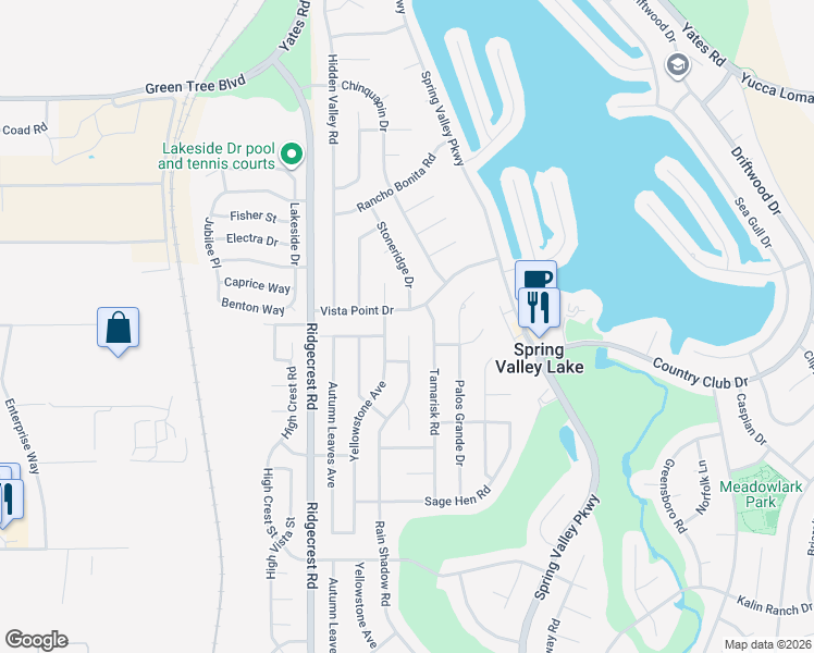 map of restaurants, bars, coffee shops, grocery stores, and more near 13285 Rain Shadow Road in Victorville