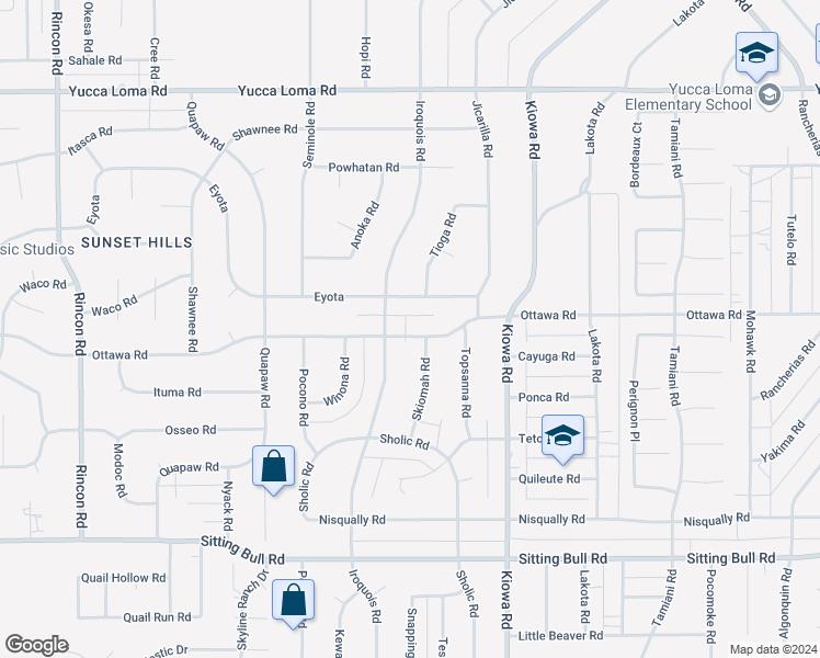 map of restaurants, bars, coffee shops, grocery stores, and more near 20720 Ottawa Road in Apple Valley
