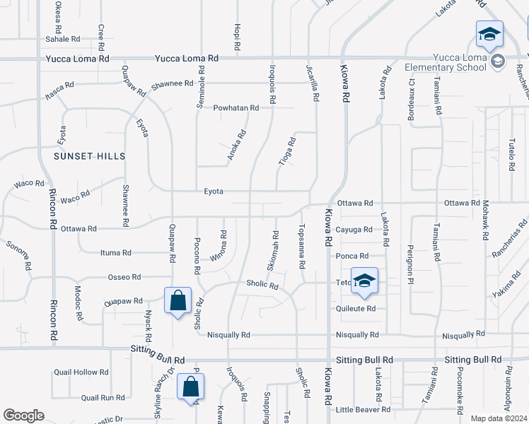 map of restaurants, bars, coffee shops, grocery stores, and more near 20720 Ottawa Road in Apple Valley