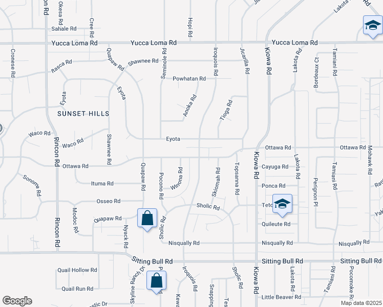 map of restaurants, bars, coffee shops, grocery stores, and more near 20654 Ottawa Road in Apple Valley