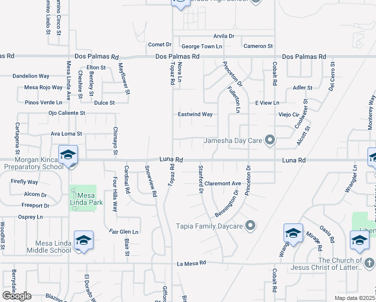 map of restaurants, bars, coffee shops, grocery stores, and more near 12937 Luna Road in Victorville