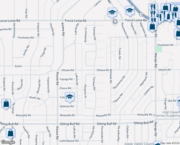 map of restaurants, bars, coffee shops, grocery stores, and more near 21168 Pl Merlot Lane in Apple Valley