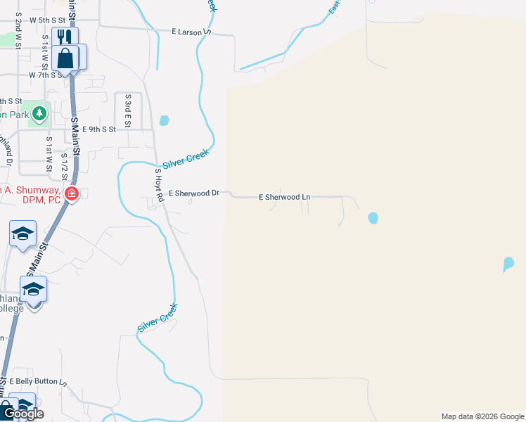 map of restaurants, bars, coffee shops, grocery stores, and more near 7525 East Sherwood Lane in Snowflake