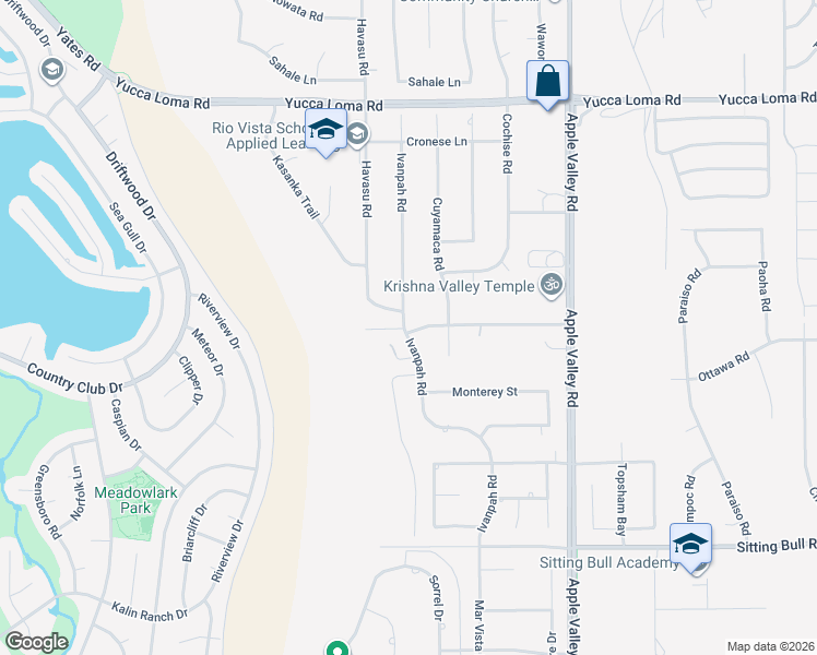 map of restaurants, bars, coffee shops, grocery stores, and more near 13262 Ivanpah Road in Apple Valley