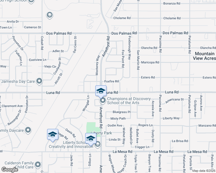 map of restaurants, bars, coffee shops, grocery stores, and more near 13339 Cabana Way in Victorville