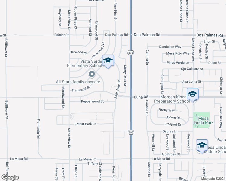 map of restaurants, bars, coffee shops, grocery stores, and more near 13337 Fernhollow Way in Victorville