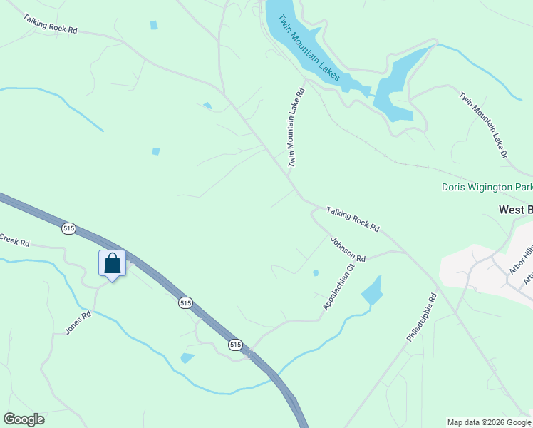 map of restaurants, bars, coffee shops, grocery stores, and more near 39 Shannons Way in Talking Rock