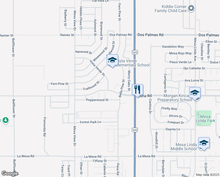 map of restaurants, bars, coffee shops, grocery stores, and more near 13315 Gatewood Court in Victorville