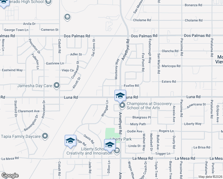 map of restaurants, bars, coffee shops, grocery stores, and more near 13300 Jenna Court in Victorville