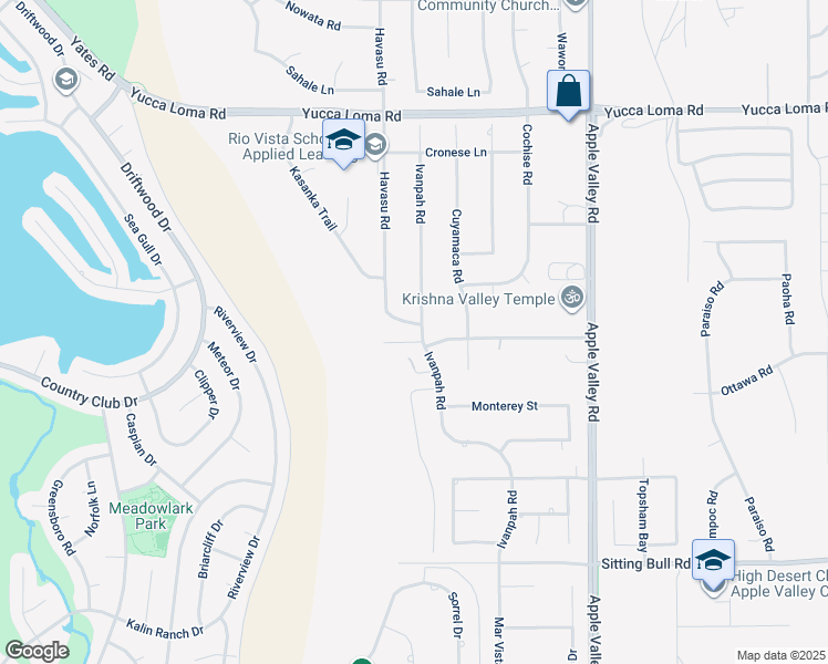 map of restaurants, bars, coffee shops, grocery stores, and more near 13314 Havasu Road in Apple Valley