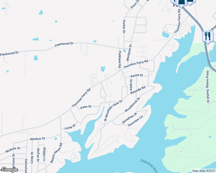 map of restaurants, bars, coffee shops, grocery stores, and more near 123 Coppertop Trail in Piney
