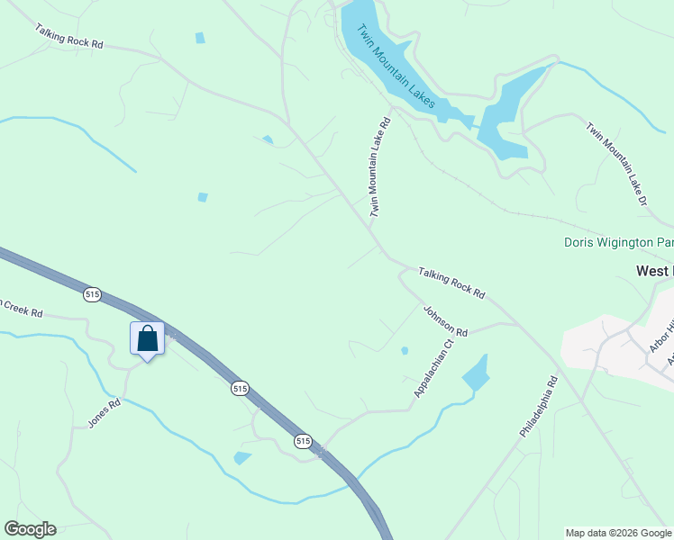 map of restaurants, bars, coffee shops, grocery stores, and more near 39 Shannons Way in Talking Rock