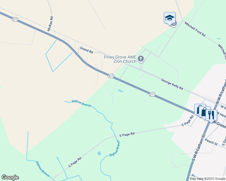 map of restaurants, bars, coffee shops, grocery stores, and more near McKoy Staten Road in Bladen County