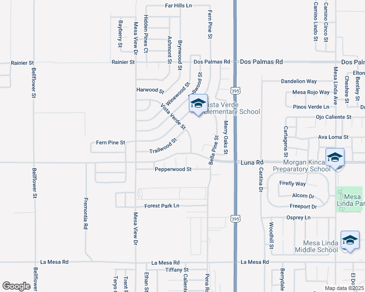 map of restaurants, bars, coffee shops, grocery stores, and more near 13360 Dunwood Court in Victorville