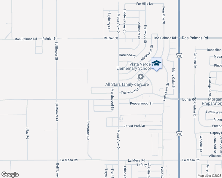 map of restaurants, bars, coffee shops, grocery stores, and more near 11653 Fern Pine Street in Victorville