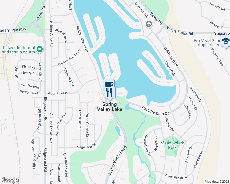 map of restaurants, bars, coffee shops, grocery stores, and more near 13316 Makai Court in Victorville