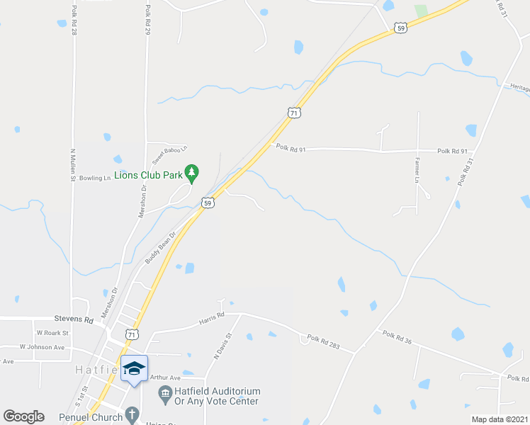 map of restaurants, bars, coffee shops, grocery stores, and more near 4623 U.S. 71 in Hatfield