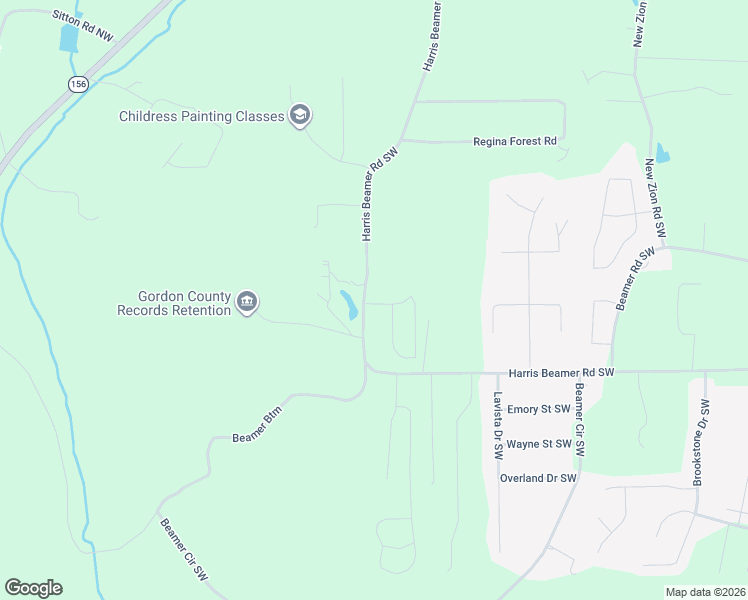 map of restaurants, bars, coffee shops, grocery stores, and more near 859 Harris Beamer Road Southwest in Calhoun