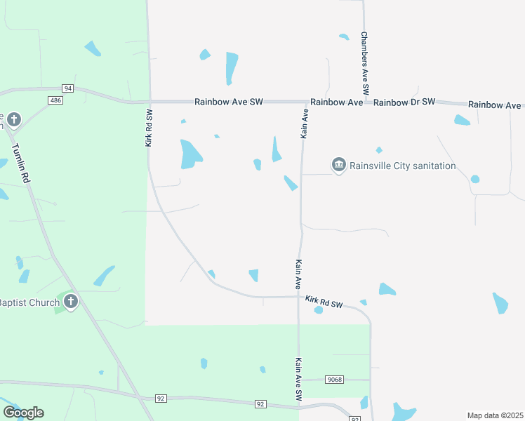 map of restaurants, bars, coffee shops, grocery stores, and more near 446 Kain Avenue in Rainsville