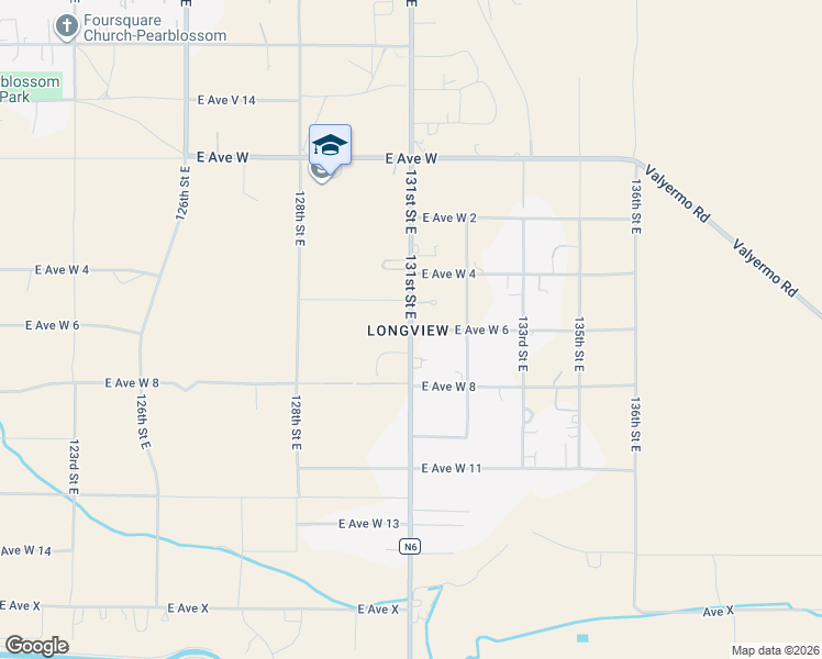 map of restaurants, bars, coffee shops, grocery stores, and more near East Avenue West 6 in Pearblossom