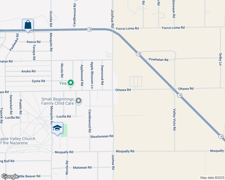 map of restaurants, bars, coffee shops, grocery stores, and more near Joshua Road in Apple Valley