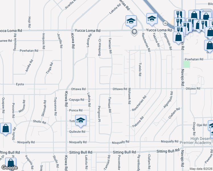 map of restaurants, bars, coffee shops, grocery stores, and more near 71 Tamiani Road in Apple Valley