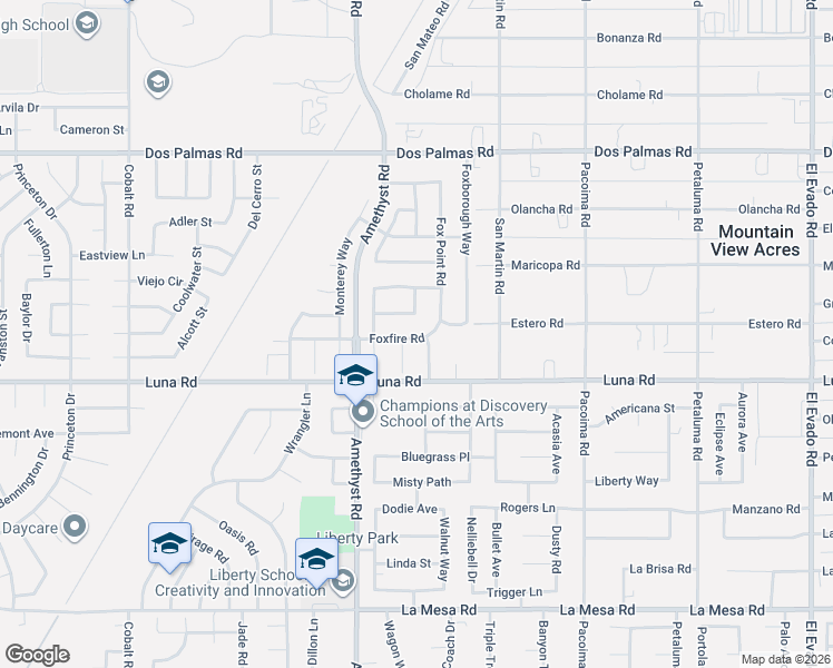 map of restaurants, bars, coffee shops, grocery stores, and more near 13838 Foxfire Road in Victorville