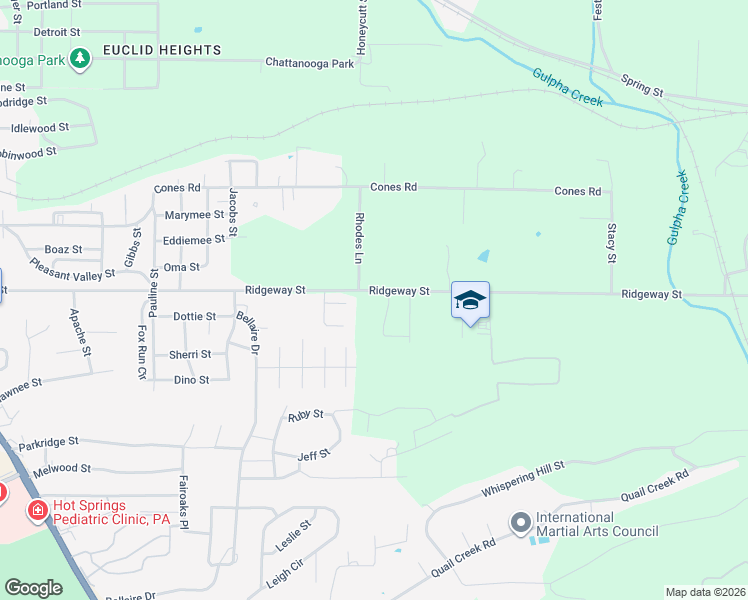 map of restaurants, bars, coffee shops, grocery stores, and more near 710 Ridgeway Street in Hot Springs