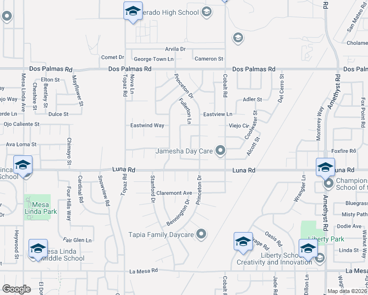 map of restaurants, bars, coffee shops, grocery stores, and more near 13400 Dover Lane in Victorville