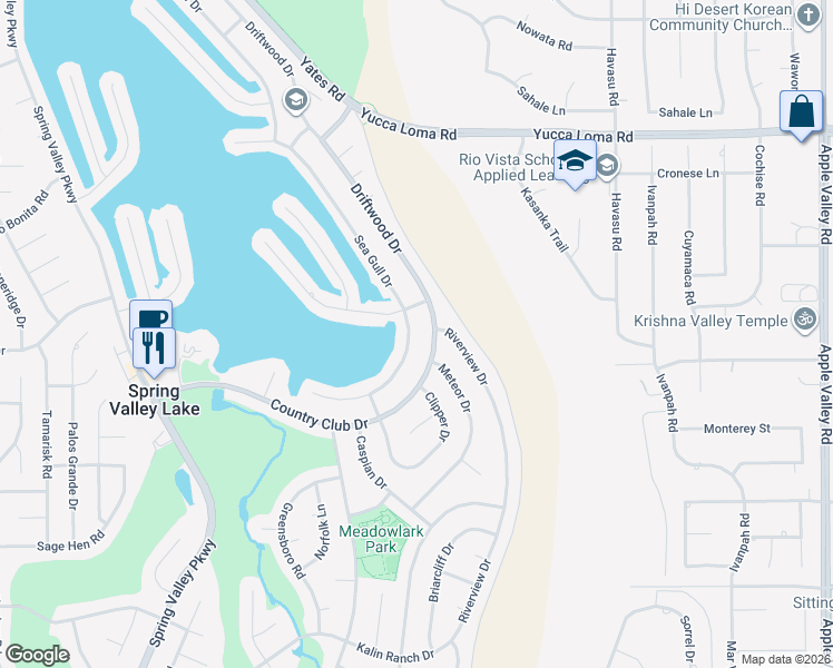 map of restaurants, bars, coffee shops, grocery stores, and more near 13349 Sea Gull Drive in Victorville
