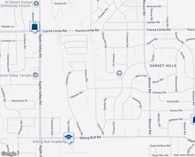 map of restaurants, bars, coffee shops, grocery stores, and more near 13204 Richmond Way in Apple Valley