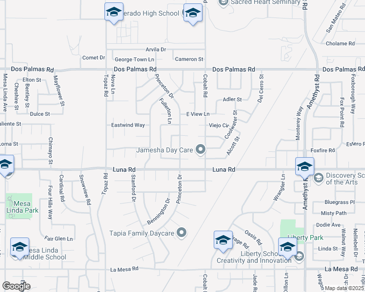 map of restaurants, bars, coffee shops, grocery stores, and more near 13214 Flint Lane in Victorville