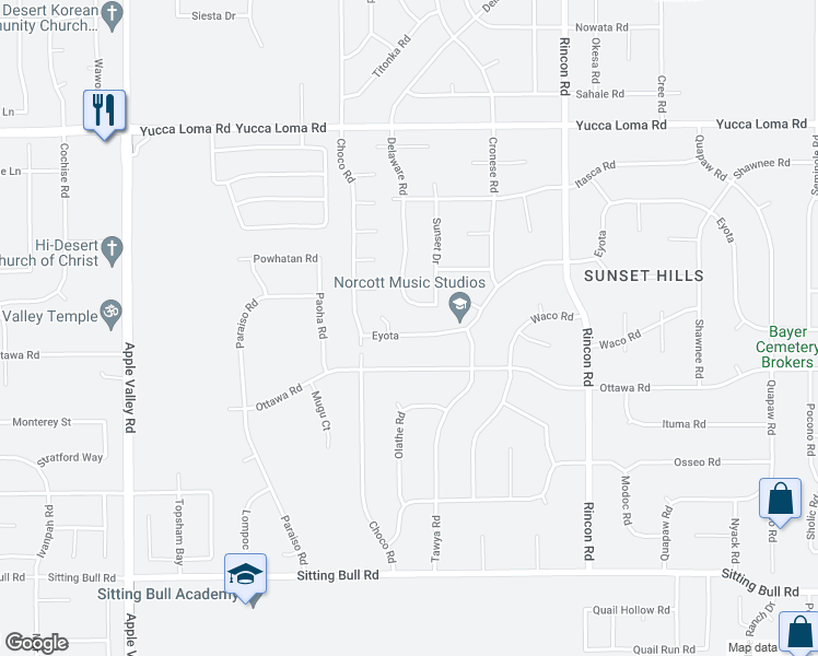 map of restaurants, bars, coffee shops, grocery stores, and more near 19858 Eyota in Apple Valley