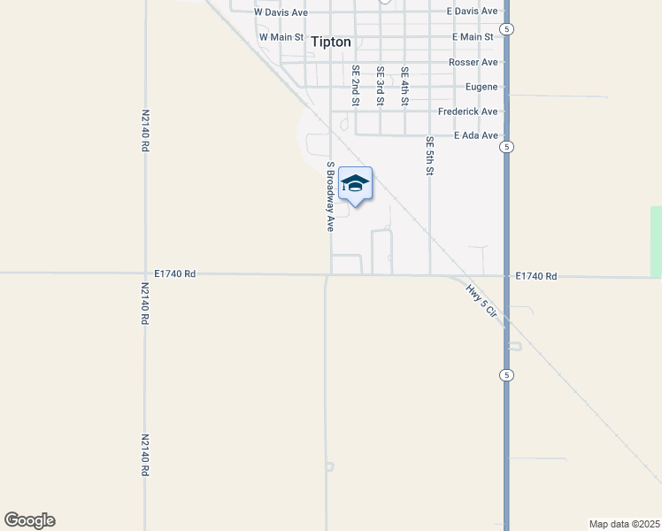 map of restaurants, bars, coffee shops, grocery stores, and more near 1100 South Broadway Avenue in Tipton